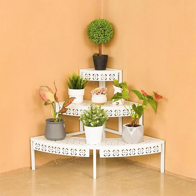 aboxoo 3 Tier Plant Stand Semi-Circular Flower Pot Organizer Rack Quarter Round - Image 5