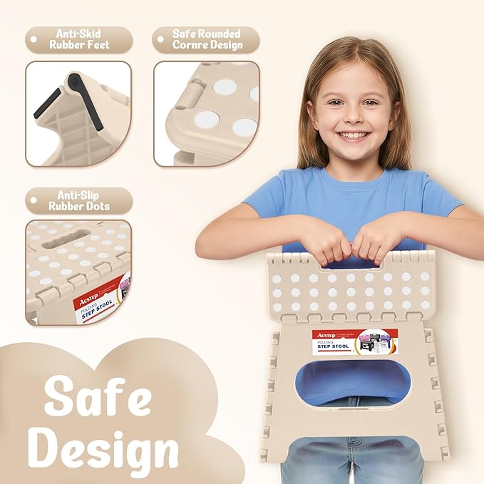 ACSTEP Folding Step Stool 11 Inch, Sturdy Plastic Foldable Step Stool - Image 5