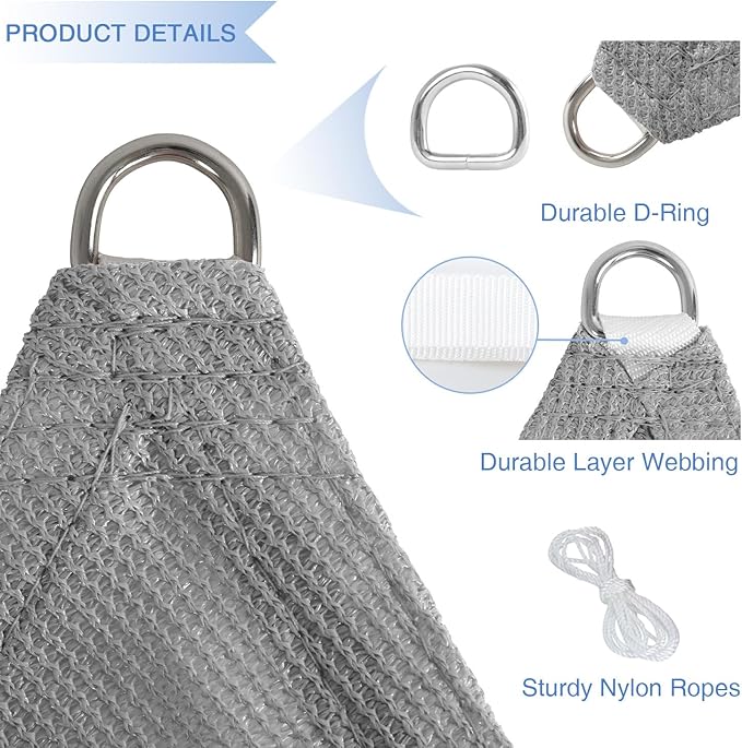 E&K Sunrise 3' x 3' x 3' Sun Shade Sail Triangle Canopy Shade Cover UV Block - Image 4