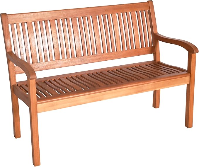 Tangkula Outdoor Wood Garden Bench, Curved Armrest, Large Wooden Loveseat Bench - Image 9