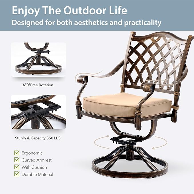 5-Piece Cast Aluminum Patio Furniture, Patio Dining Set - Image 6