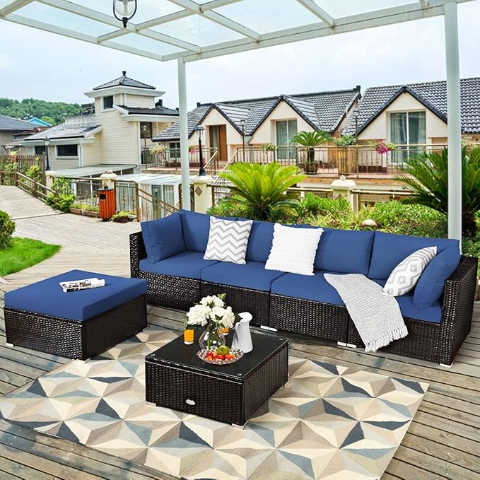 Tangkula 6 Piece Patio Furniture Set, Outdoor Deck Lawn Backyard Durable Steel - Image 2