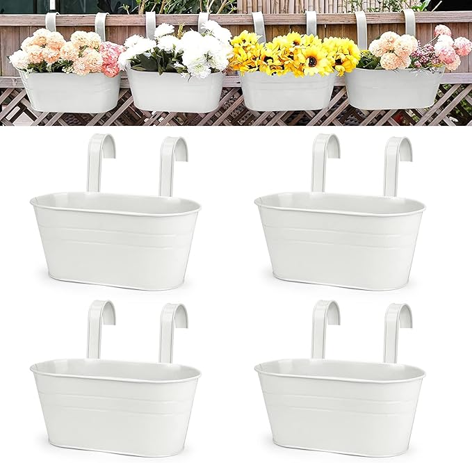 OGIMA 4pcs Hanging Flower Pots, Metal Iron Wall Planter Indoor/Outdoor by OGIMA
