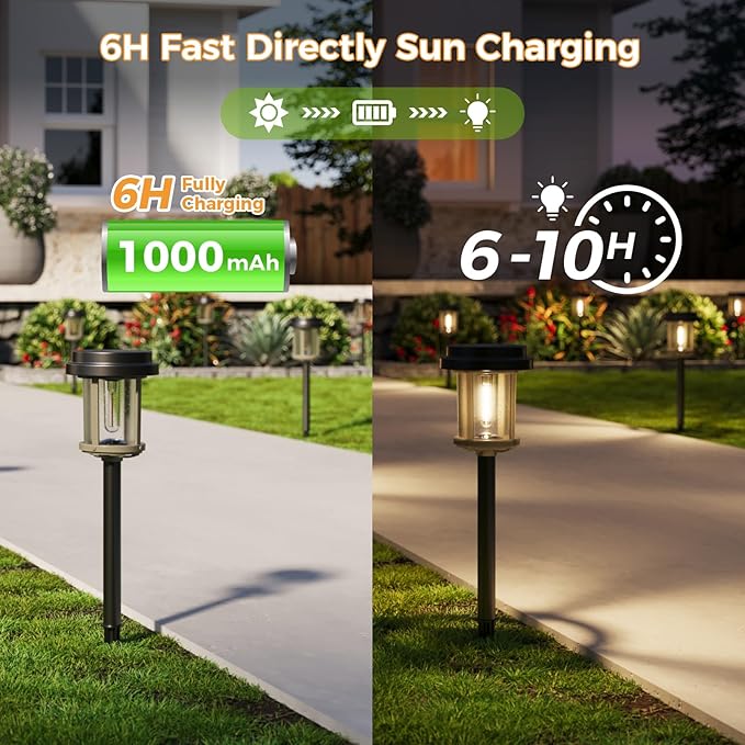 XMCOSY+ Solar Pathway Lights, 20 LM Bright Solar Lights Outdoor Waterproof IP65 - Image 3
