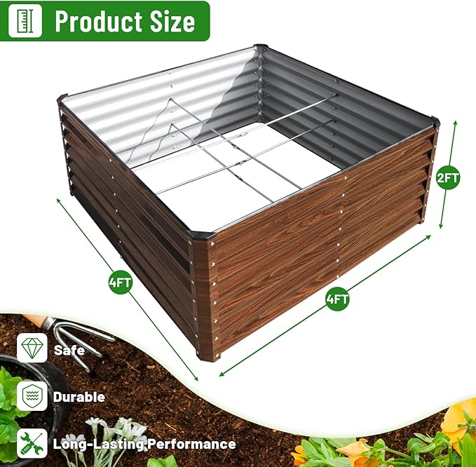 SnugNiture Galvanized Raised Garden Bed 4x4x2FT Outdoor Large Metal Planter Box - Image 2