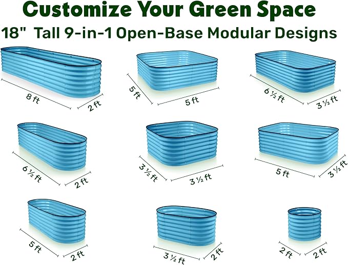9-in-1 Galvanized Steel Raised Garden Bed // 8×2×1.5 ft Modular Planter - Image 2