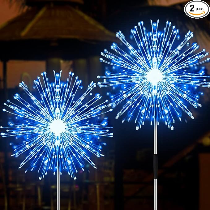 JJGoo Solar Firework Lights, 2 Pack 120 LEDs 2 Lighting Modes Solar Garden by JJGoo