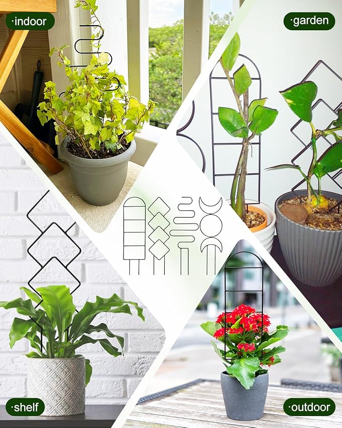 4 Pack Trellis for Indoor Climbing Plant, Small Metal Outdoor Garden Trellis - Image 4
