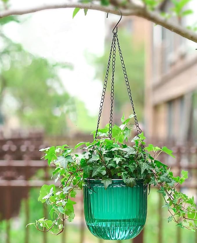 Melphoe 2 Pack Self Watering Hanging Planters Indoor Flower Pots, 6.5 Inch - Image 4