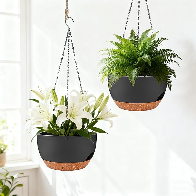 Set of 2-8 Inch Self Watering Hanging Planters - Image 5