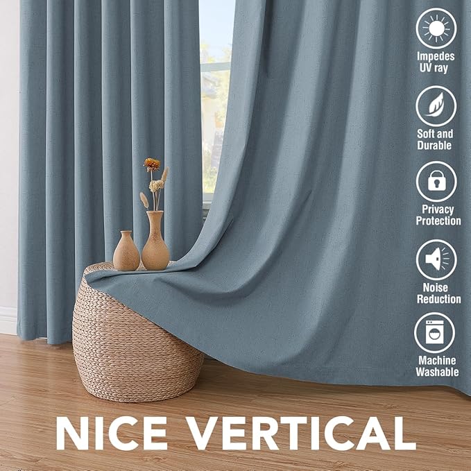 H.VERSAILTEX Linen Blackout Curtains 72 Inches Long 100% Blackout Thermal - Image 7