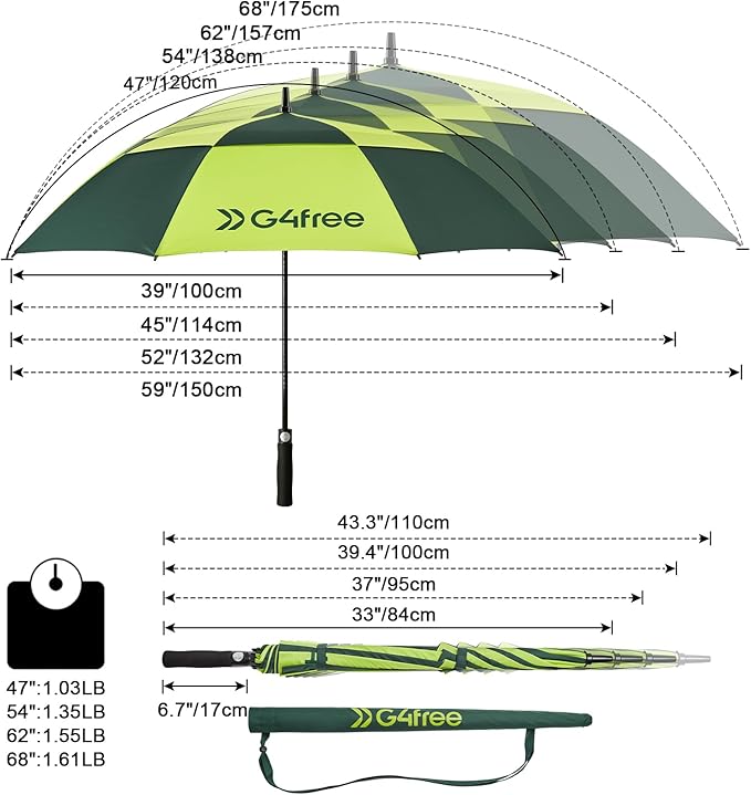 G4Free 47/54/62/68/72 Inch Automatic Open Golf Umbrella Oversize Extra Large - Image 2