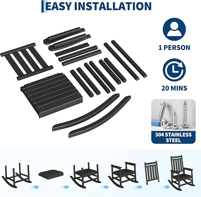 HDPE Rocking Chair Outdoor Set of 2 - Image 5