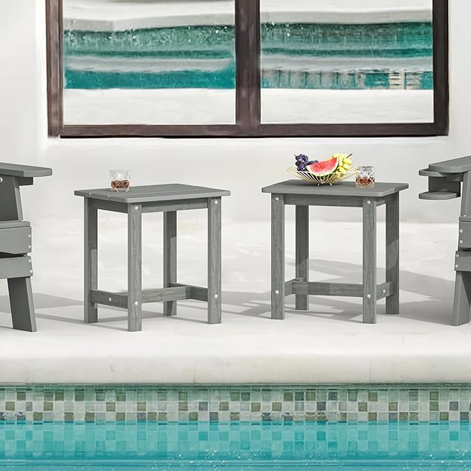 LUE BONA Outdoor Side Table Set of 2, HDPS Small Outdoor Table, Adirondack Side - Image 2