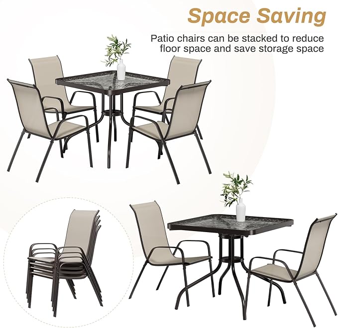 Arlopu 5 Piece Outdoor Patio Dining Set, Porch Furniture - Image 8