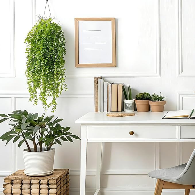 2 Pack Fake Hanging Plants, Artificial Hanging Eucalyptus Plants Greenery Vines - Image 2
