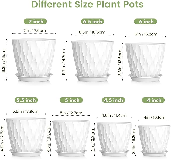 7/6.5/6/5.5/5/4.5/4 inch Plant Pots - Image 2