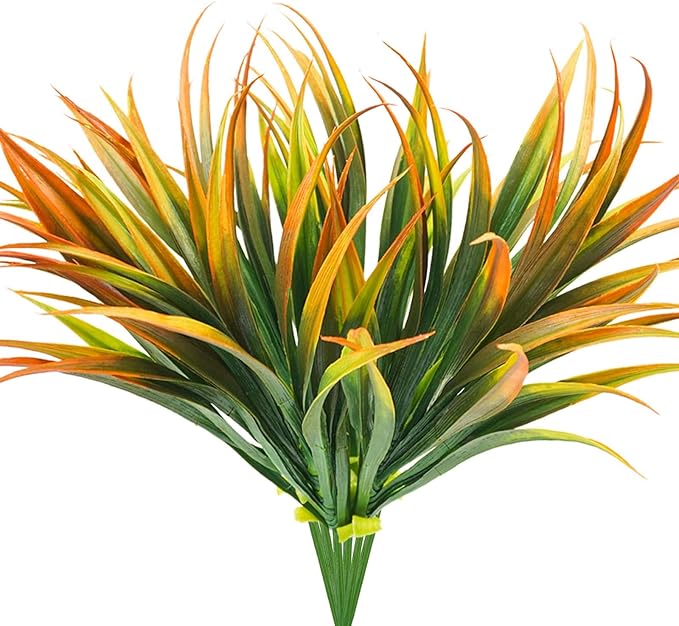 6Pcs Artificial Grass Fake Plants 17.3in Outdoor Plastic Plants UV Resistant by Phliofd