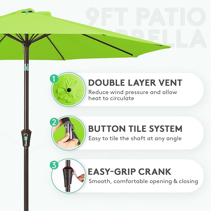 JEAREY 9FT Outdoor Patio Umbrella Outdoor Table Umbrella - Image 2