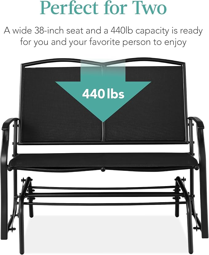 Best Choice Products 2-Person Outdoor Patio Swing Glider Steel Bench Loveseat - Image 6