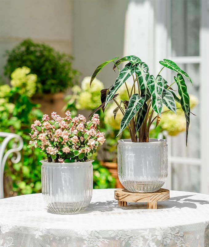 Melphoe Self Watering Pots for Indoor Plants Planter, 5.3 Inch 2 Pack Planters - Image 2