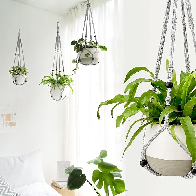 Mkono Macrame Plant Hanger Indoor Hanging Planter Basket - Image 3