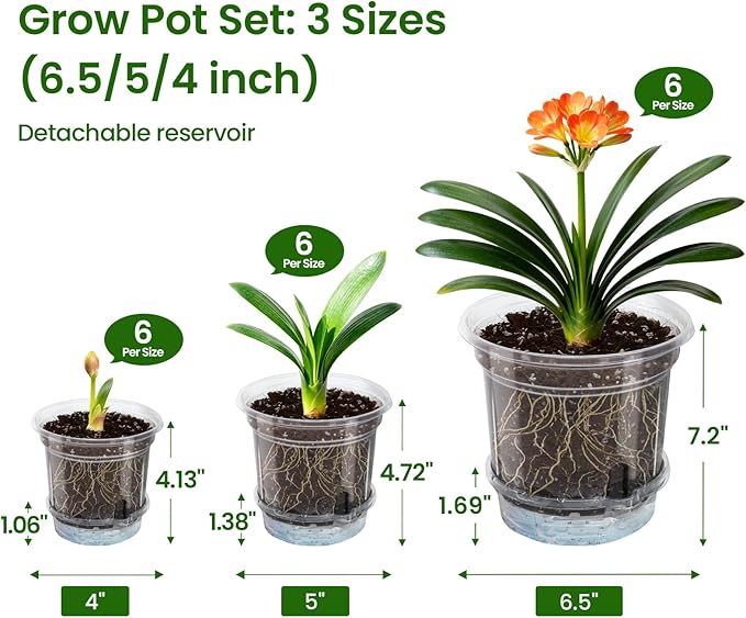 MIXC 18 Packs 6.5/5/4 Inch Self Watering Pots - Image 4