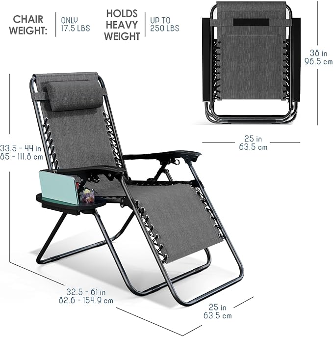 Nestl Zero Gravity Chairs Set of 2, Patio Lounge Chair Outdoor - Image 3