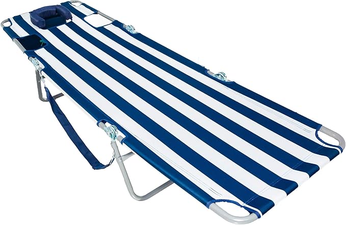 Ostrich Chaise Lounge Blue and White Striped - Image 7