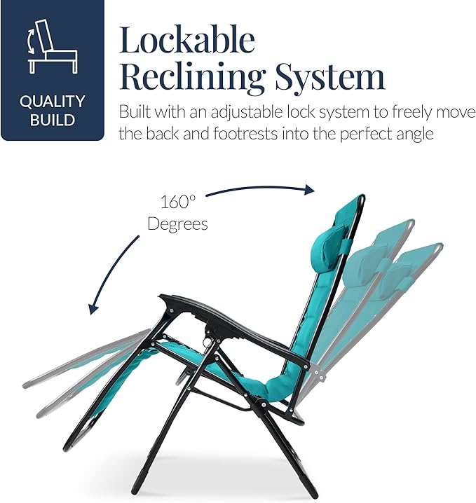 Best Choice Products Oversized Padded Zero Gravity Chair, Folding Outdoor Patio - Image 7