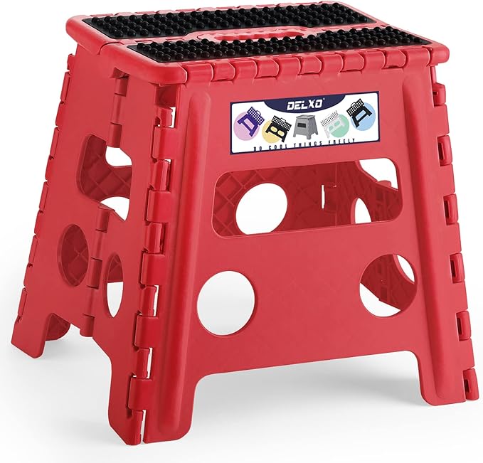Delxo Folding Step Stool, Non-Slip Stool 13 inch Height Premium Heavy Duty by Delxo