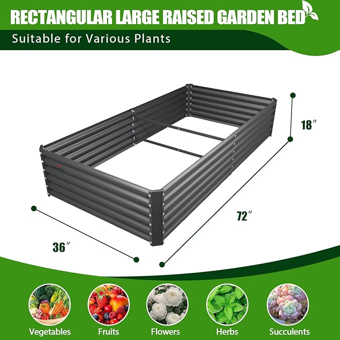 A ANLEOLIFE 8-Pack 6X3X1.5ft & 74x74x18 in Deep Root Galvanized Raised Garden - Image 5