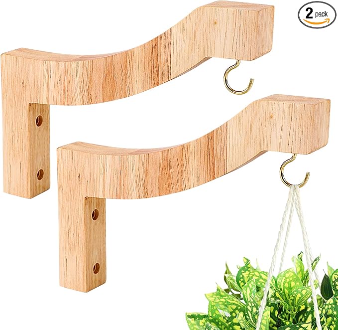 7-Inch Wooden 7-Shaped Wall Hook Plant Hanger – Ideal by DSJIFGEW