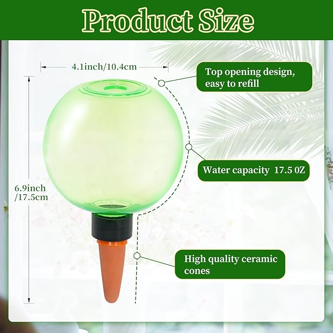 6pcs Large Plant Self Watering Globes, 17.5 oz Plastic Water Bulbs Top Fill - Image 2