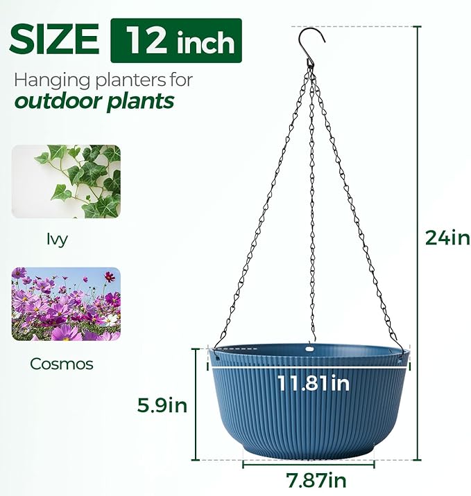 T4U 12 Inch Large Hanging Planters - Image 2
