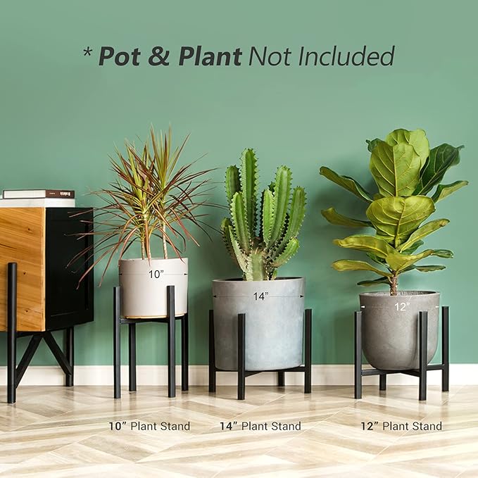 Mkono Mid Century Modern Tall Metal Indoor Plant Stand - Image 4