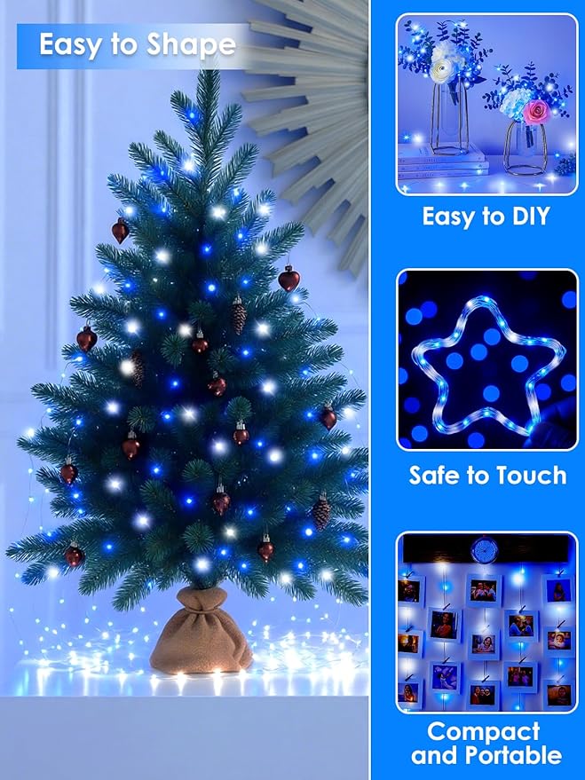 66Ft 200 LED Fairy Lights Plug in, Waterproof String Lights Outdoor & Indoor 8 - Image 3