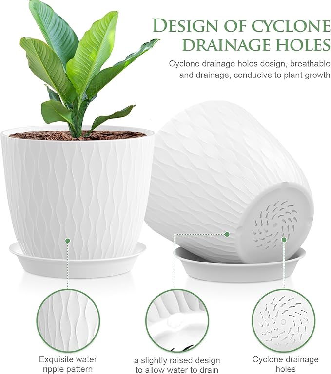 7 inch Plant Pots, 5 Pack Flower Pots - Image 3