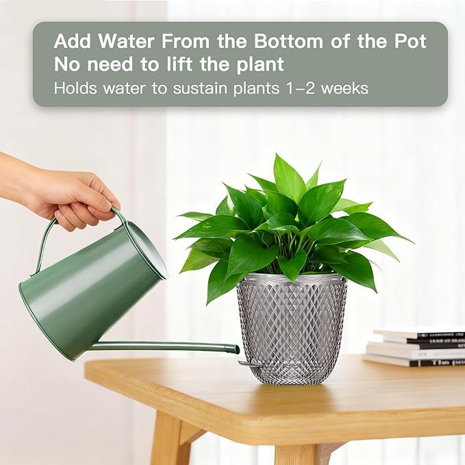 QCQHDU 2 Pack Self Watering Pots, 5.7 Inch Flower Pots - Image 3