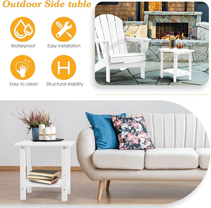 Adirondack Outdoor Side Table, 2-Tier Sturdy Patio End Table Weather Resistant - Image 4