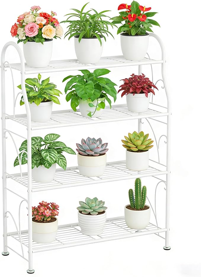 SORCEDAS Plant Stand Indoor Outdoor Plant Shelf 4 Tier Metal Corner Flower by SpecialYourHome