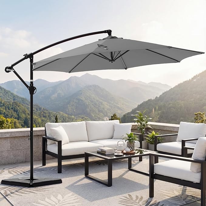 OLIXIS Offset Patio Umbrella, 9.7FT Cantilever Table Umbrellas - Image 7