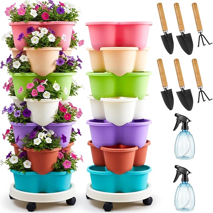 Umigy 2 Set Multicolor 7 Tier Stackable Vertical Planters by Umigy