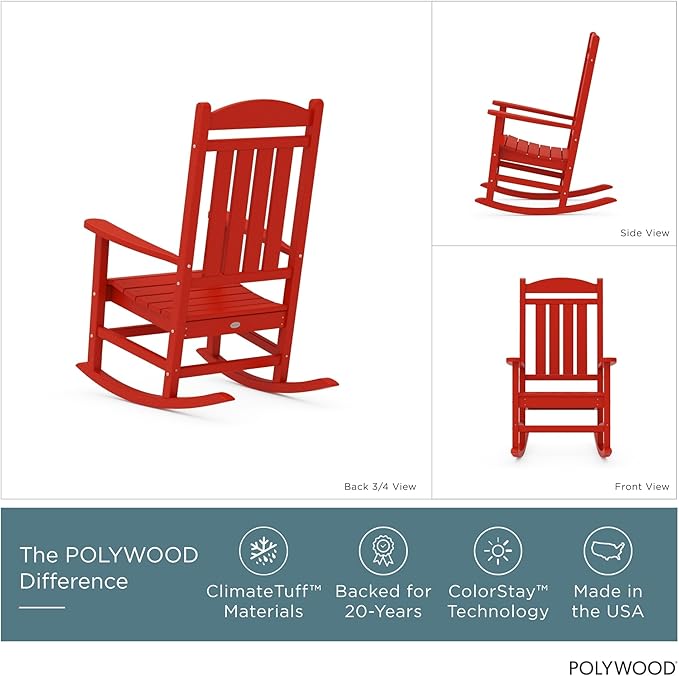 POLYWOOD® Presidential Rocking Chair in Sunset Red - Image 3