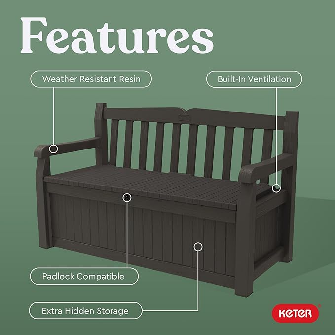 Keter Solana 70 Gallon Storage Bench Deck Box - Image 5