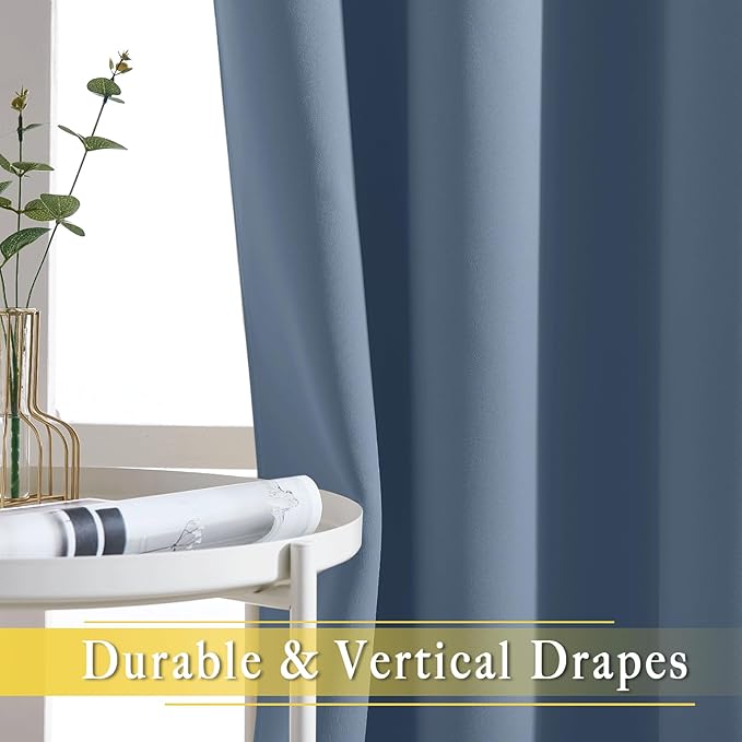 NICETOWN Stone Blue Blackout Sliding Door Curtains, Grommet Thermal Curtain - Image 5