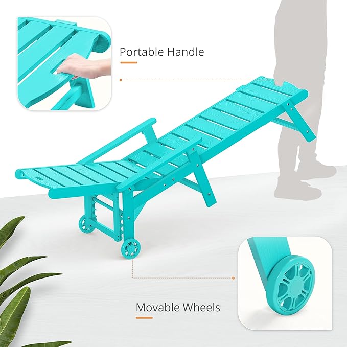 LUE BONA Outdoor Chaise Lounge Chairs Set of 4, 5 Positions Adjustable Lounge - Image 5