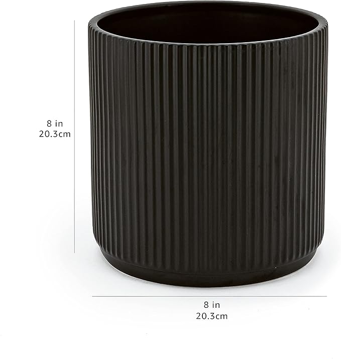 Amazon Basics Fluted Ceramic Round Planter - Image 6