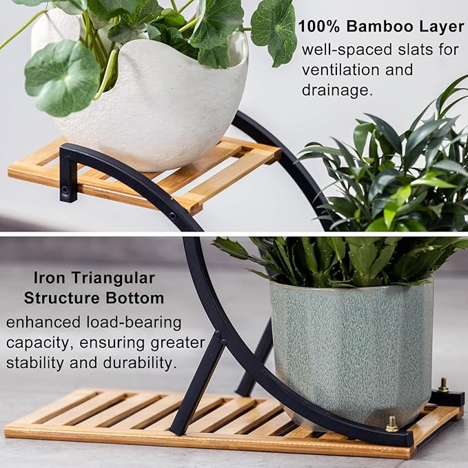 Bamboo 4-Tier Plant Stand Rack Multiple Flower Pot Holder Shelf Indoor Outdoor - Image 4