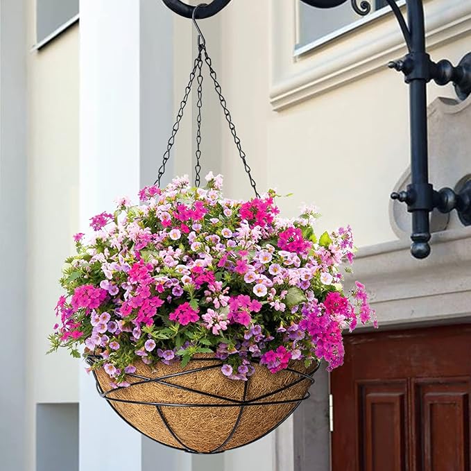 4 Pack 10 Inch Hanging Planters Metal Wire Flower Baskets - Image 4